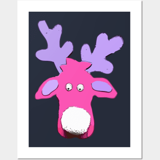 Colourful Christmas Elk Posters and Art